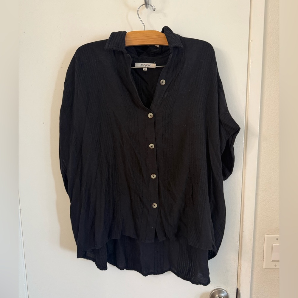 Rip Curl Black Button-Front Lightweight Women's Top